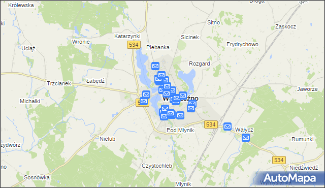 mapa Wąbrzeźno, Wąbrzeźno na mapie Targeo