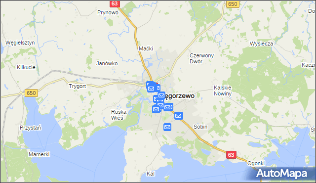 mapa Węgorzewo, Węgorzewo na mapie Targeo