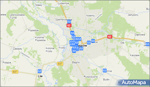 mapa Węgrów, Węgrów na mapie Targeo