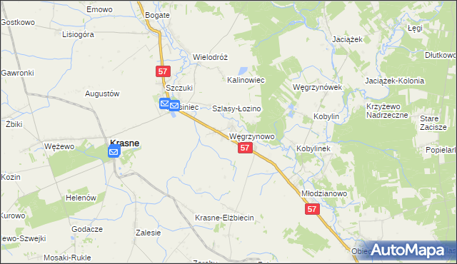 mapa Węgrzynowo gmina Płoniawy-Bramura, Węgrzynowo gmina Płoniawy-Bramura na mapie Targeo