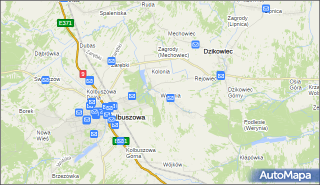 mapa Werynia, Werynia na mapie Targeo