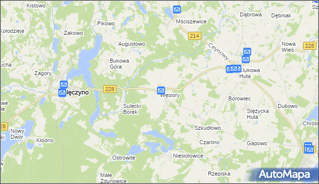 mapa Węsiory, Węsiory na mapie Targeo