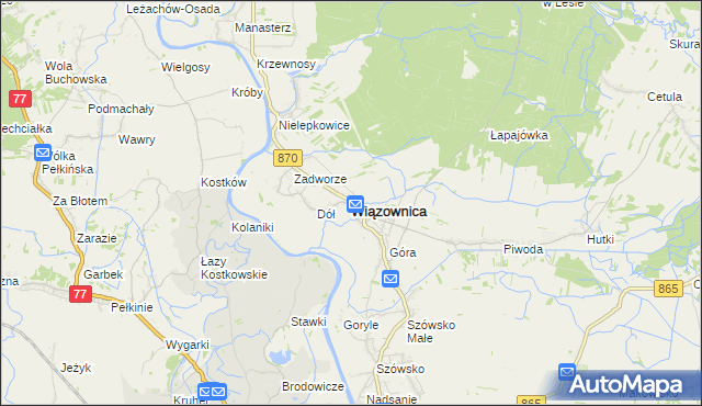 mapa Wiązownica powiat jarosławski, Wiązownica powiat jarosławski na mapie Targeo