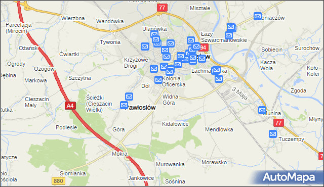 mapa Widna Góra, Widna Góra na mapie Targeo