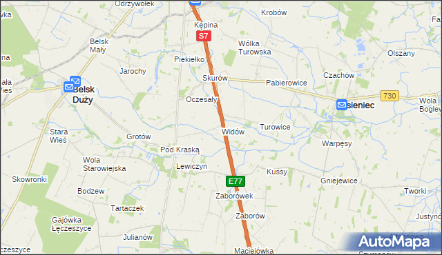 mapa Widów gmina Belsk Duży, Widów gmina Belsk Duży na mapie Targeo