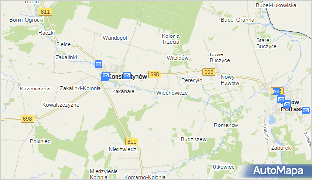 mapa Wiechowicze, Wiechowicze na mapie Targeo