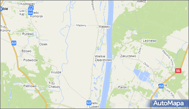 mapa Wielkie Zajączkowo, Wielkie Zajączkowo na mapie Targeo