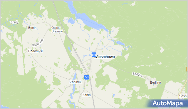 mapa Wierzchowo powiat drawski, Wierzchowo powiat drawski na mapie Targeo