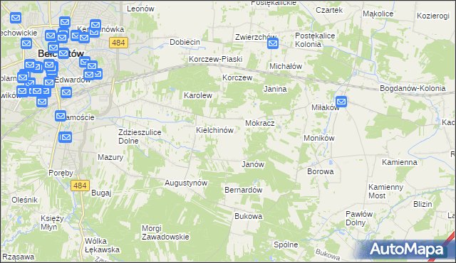 mapa Wiktorów gmina Bełchatów, Wiktorów gmina Bełchatów na mapie Targeo