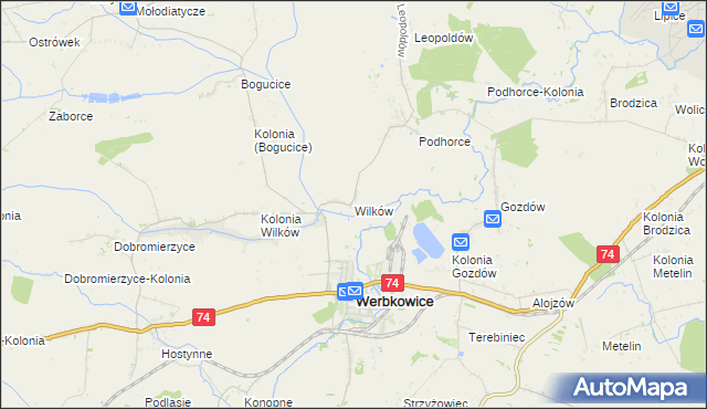 mapa Wilków gmina Werbkowice, Wilków gmina Werbkowice na mapie Targeo