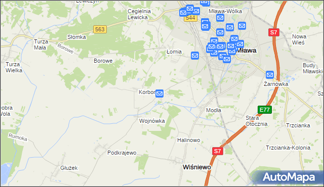 mapa Wiśniewko gmina Wiśniewo, Wiśniewko gmina Wiśniewo na mapie Targeo