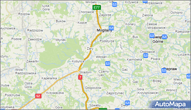 mapa Włosań, Włosań na mapie Targeo