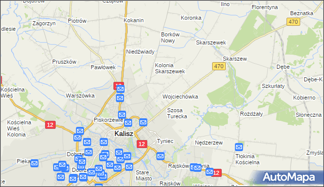 mapa Wojciechówka gmina Żelazków, Wojciechówka gmina Żelazków na mapie Targeo