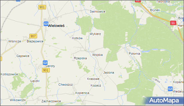 mapa Wojska, Wojska na mapie Targeo