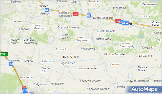 mapa Wojsławice gmina Gózd, Wojsławice gmina Gózd na mapie Targeo