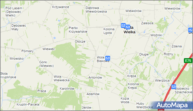 mapa Wola Blakowa, Wola Blakowa na mapie Targeo