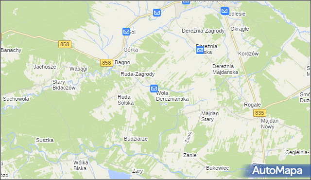 mapa Wola Dereźniańska, Wola Dereźniańska na mapie Targeo