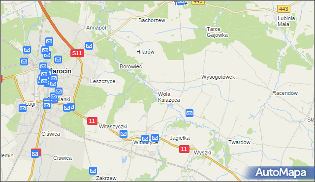 mapa Wola Książęca, Wola Książęca na mapie Targeo