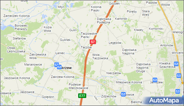 mapa Wola Taczowska, Wola Taczowska na mapie Targeo