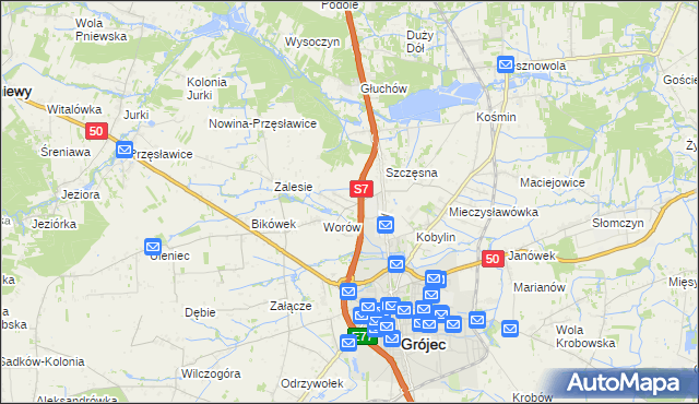 mapa Wola Worowska, Wola Worowska na mapie Targeo