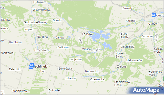 mapa Wolica gmina Żelechlinek, Wolica gmina Żelechlinek na mapie Targeo