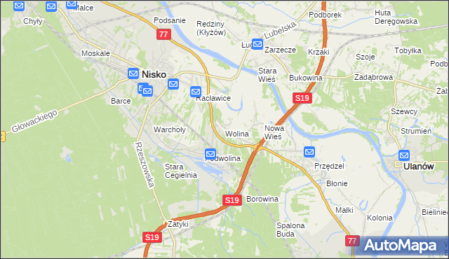 mapa Wolina, Wolina na mapie Targeo