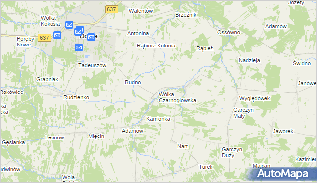 mapa Wólka Czarnogłowska, Wólka Czarnogłowska na mapie Targeo
