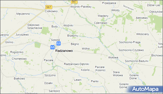 mapa Wólka gmina Radzanowo, Wólka gmina Radzanowo na mapie Targeo