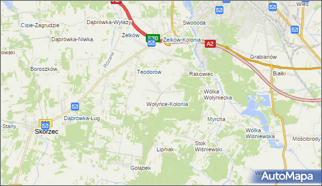 mapa Wołyńce gmina Siedlce, Wołyńce gmina Siedlce na mapie Targeo