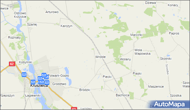 mapa Wróble gmina Kruszwica, Wróble gmina Kruszwica na mapie Targeo