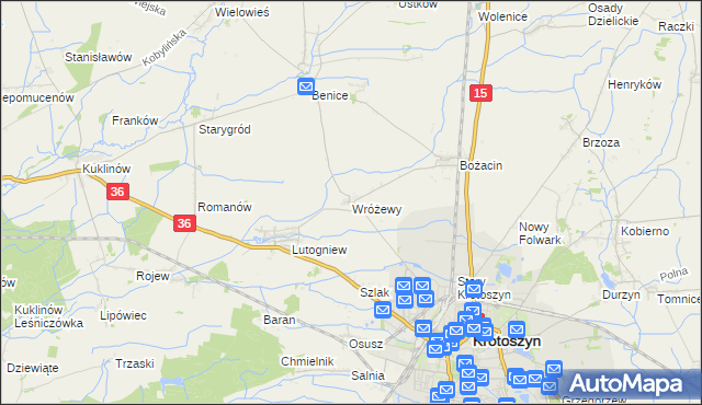 mapa Wróżewy, Wróżewy na mapie Targeo