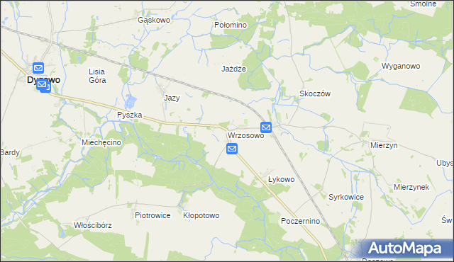 mapa Wrzosowo gmina Dygowo, Wrzosowo gmina Dygowo na mapie Targeo