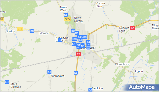 mapa Wschowa, Wschowa na mapie Targeo