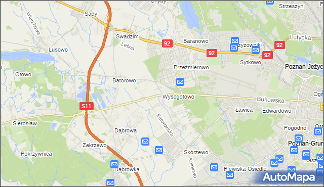 mapa Wysogotowo, Wysogotowo na mapie Targeo