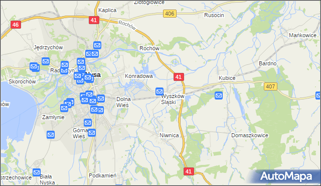 mapa Wyszków Śląski, Wyszków Śląski na mapie Targeo