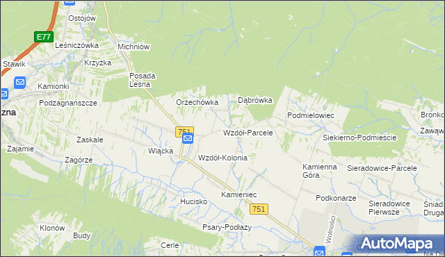 mapa Wzdół-Parcele, Wzdół-Parcele na mapie Targeo