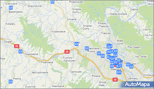 mapa Zabłotce gmina Sanok, Zabłotce gmina Sanok na mapie Targeo