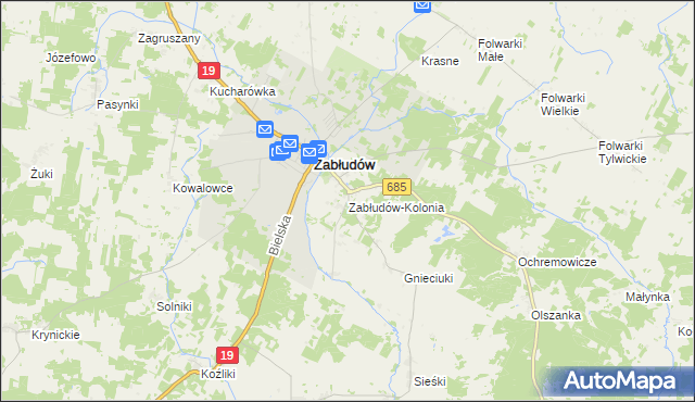mapa Zabłudów-Kolonia, Zabłudów-Kolonia na mapie Targeo