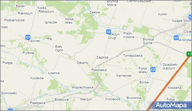 mapa Zagórze gmina Nagłowice, Zagórze gmina Nagłowice na mapie Targeo