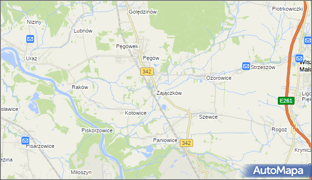 mapa Zajączków gmina Oborniki Śląskie, Zajączków gmina Oborniki Śląskie na mapie Targeo