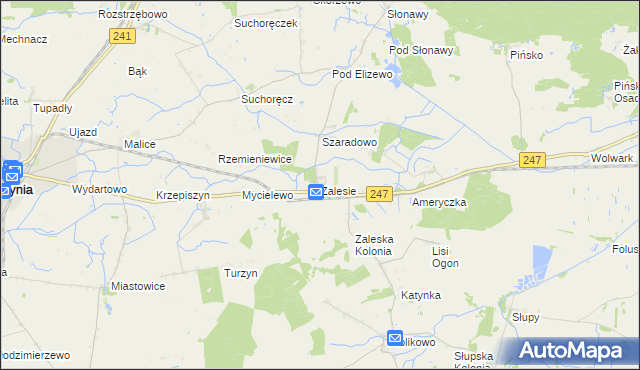 mapa Zalesie gmina Szubin, Zalesie gmina Szubin na mapie Targeo