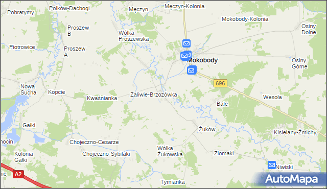 mapa Zaliwie-Piegawki, Zaliwie-Piegawki na mapie Targeo