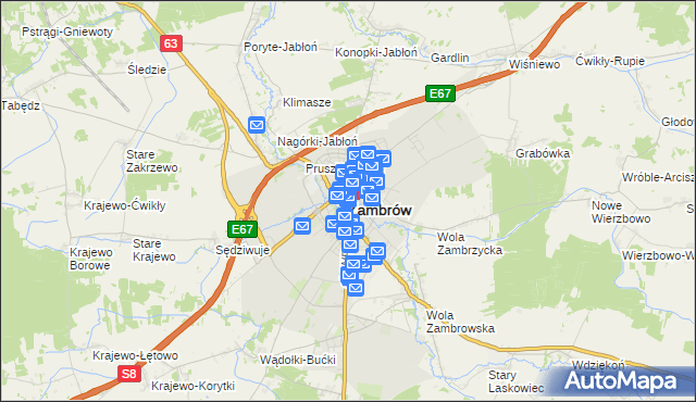 mapa Zambrów, Zambrów na mapie Targeo