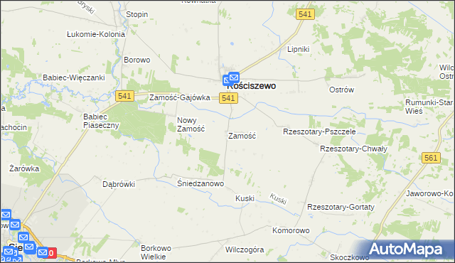 mapa Zamość gmina Rościszewo, Zamość gmina Rościszewo na mapie Targeo