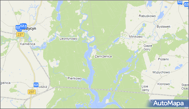 mapa Zamrza, Zamrza na mapie Targeo