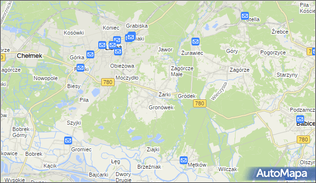 mapa Żarki gmina Libiąż, Żarki gmina Libiąż na mapie Targeo