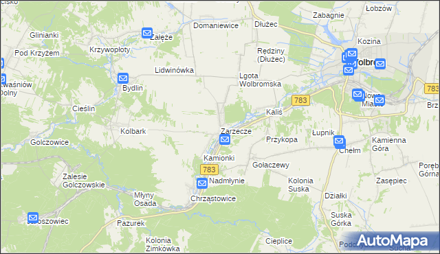 mapa Zarzecze gmina Wolbrom, Zarzecze gmina Wolbrom na mapie Targeo