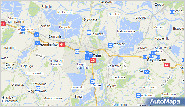 mapa Zator powiat oświęcimski, Zator powiat oświęcimski na mapie Targeo