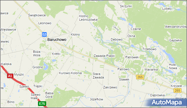 mapa Zawada-Piaski, Zawada-Piaski na mapie Targeo