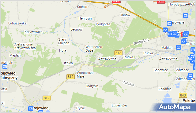 mapa Zawadówka gmina Rejowiec, Zawadówka gmina Rejowiec na mapie Targeo